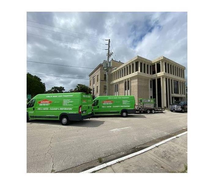 SERVPRO Vehicles in Front of a Commercial Building in Pensacola, Florida